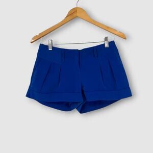 Y2k Vintage Express Royal Blue Cuffed Dress Shorts Low Rise Mini Shorts Size 00